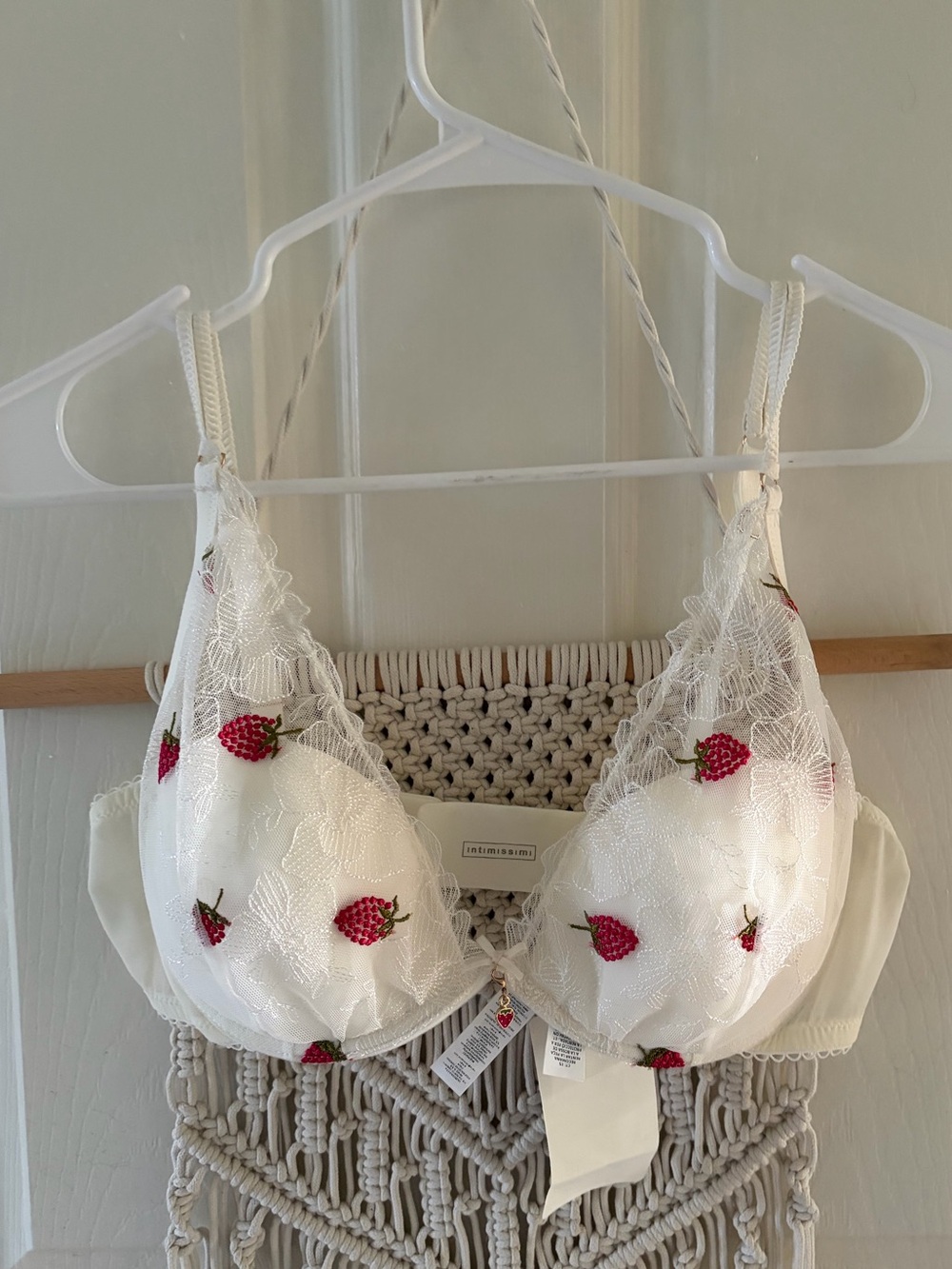 Intimissimi Sweet As Berry Balconette Bra, Size 36C + Free Brazillian Thong